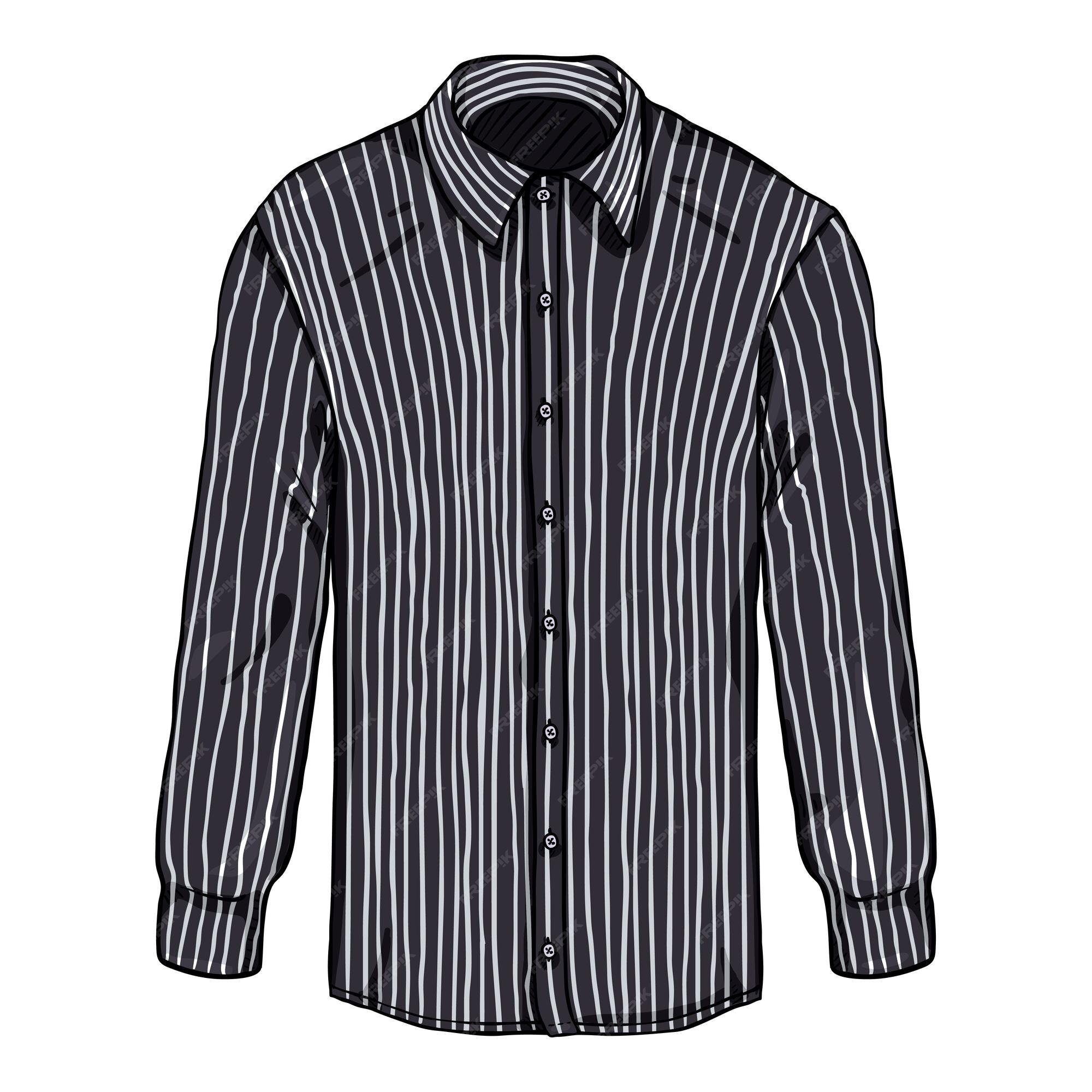 Premium Vector | Vector cartoon long sleeve black and white striped classic men shirt Premium Vector | Vector cartoon long sleeve black and white striped classic men shirt