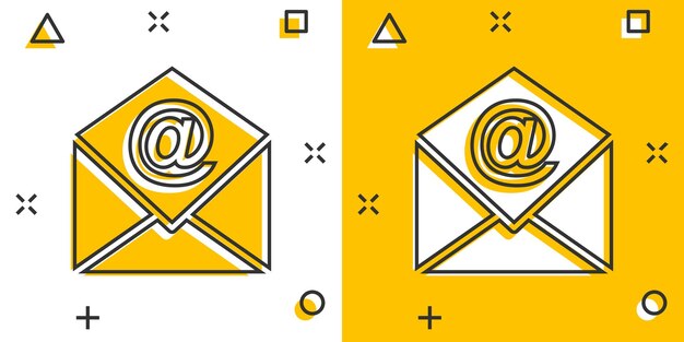 Vector cartoon mail envelope icon in comic style Email sign illustration pictogram Mail business splash effect concept