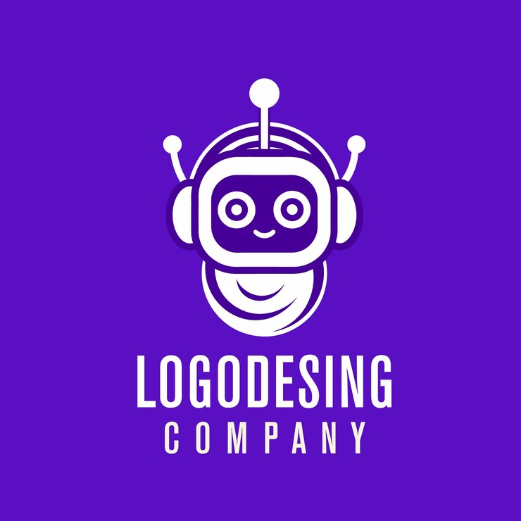Vector vector cartoon mascotte logo robot ontwerp sjabloon