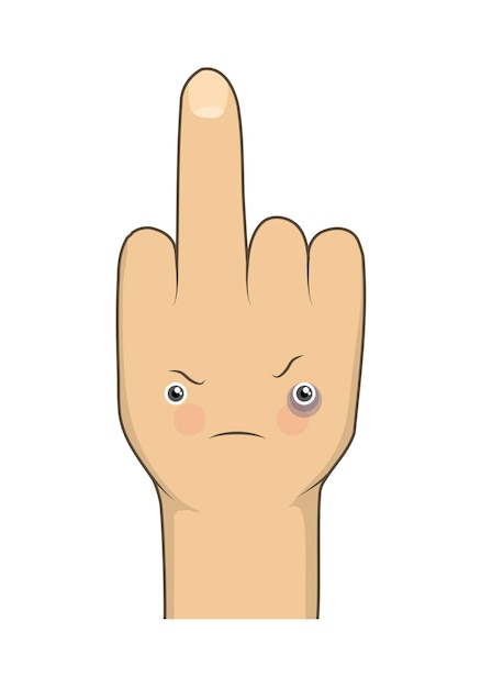 Vector vector cartoon middle finger with angry emotion face