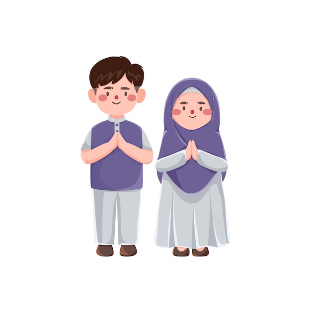 Vector vector cartoon muslim kids illustration