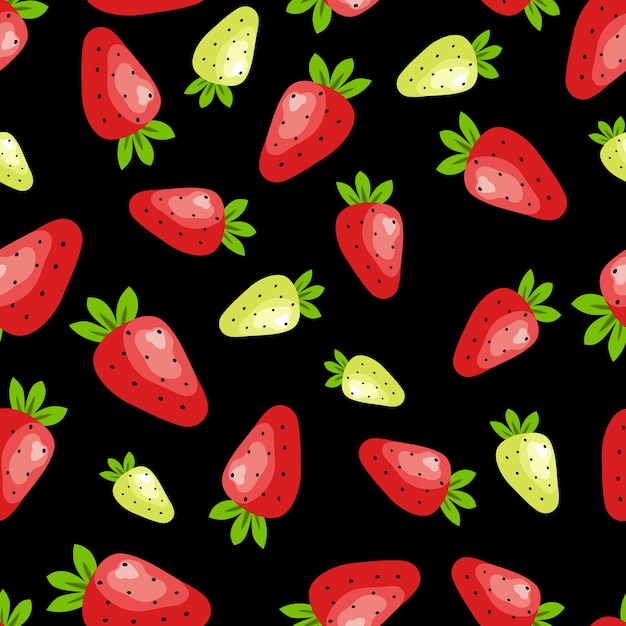 Vector cartoon naadloze patroon met rode en groene aardbei voor web print doek textuur