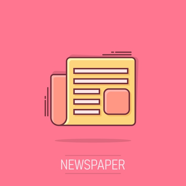 Vector cartoon newspaper icon in comic style News sign illustration pictogram Newsletter business splash effect concept