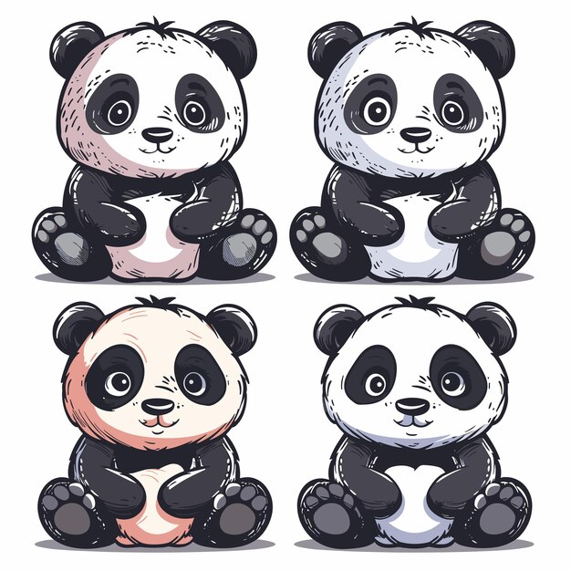 Вектор Векторная мультфильмная панда на белом фоне генеративный ии