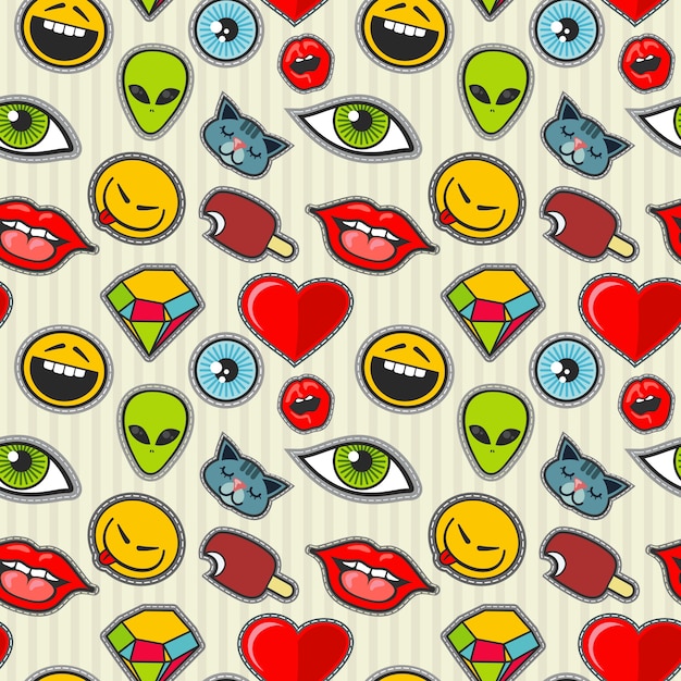 Vector cartoon patch seamless pattern