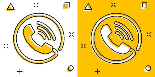 Иконка векторного мультяшного телефона в комическом стиле Контактная служба поддержки знак иллюстрации пиктограмма Концепция эффекта всплеска бизнеса телефонной связи