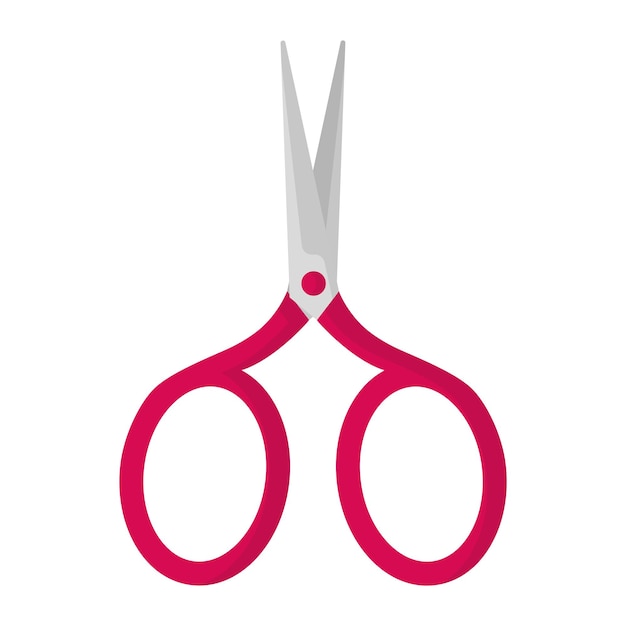 Vector vector cartoon pink open sewing scissors. back to school.