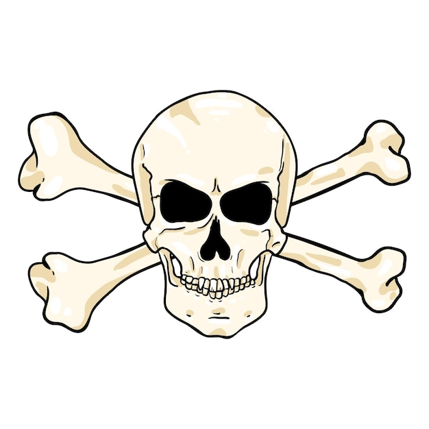 Vector Cartoon Piraat Symbool Schedel met Cross Bones