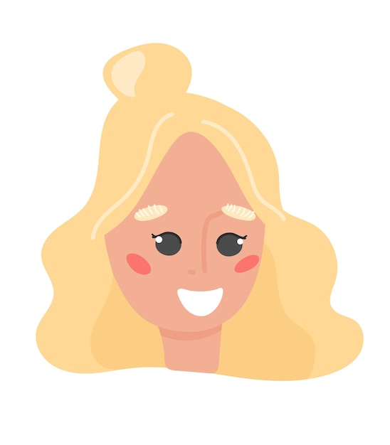 Vector vector cartoon portrait of a blonde girl woman with blond hair illustration