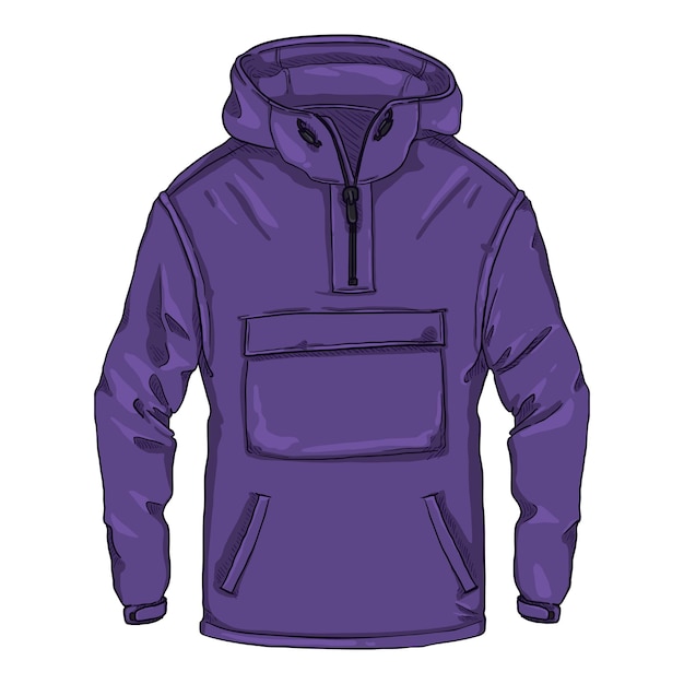 Vector Cartoon Purple Anorak Rain Jacket