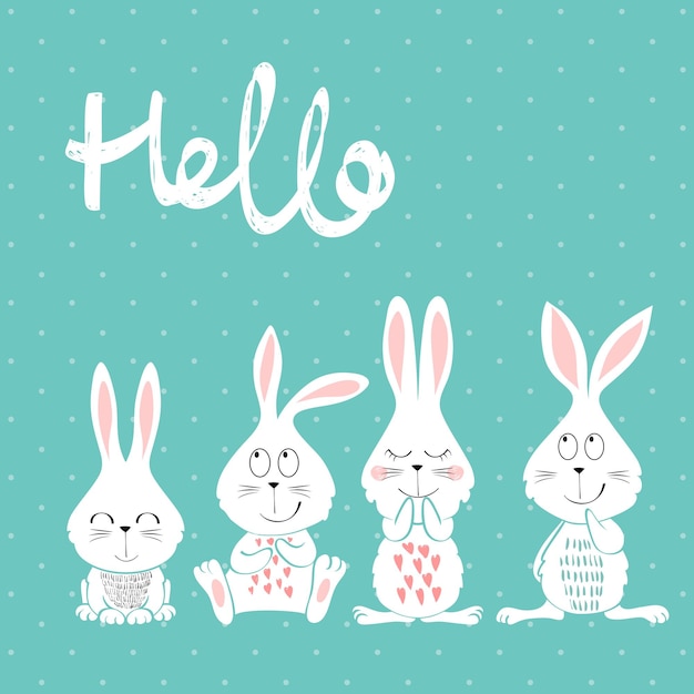 Vector cartoon rabbits