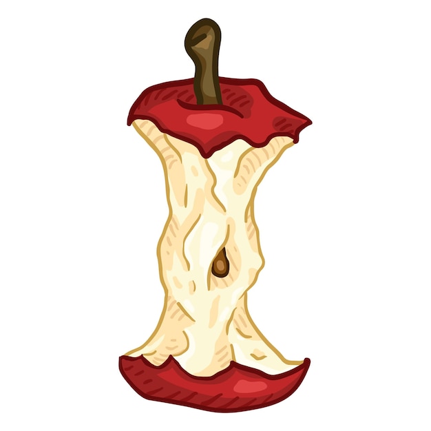 Vector cartoon red apple core