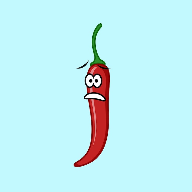 Vector vector a cartoon red chili pepper character with a sad face