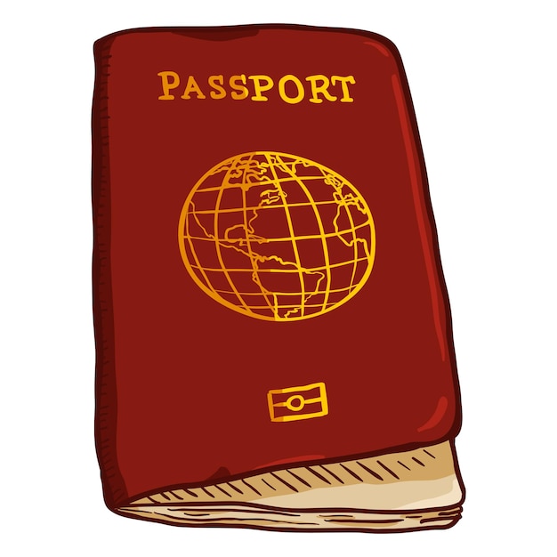 Vector cartoon red international passport