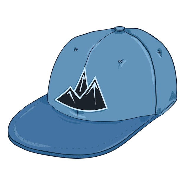 Vector cartoon retro baseball cap with flat peak. hip-hop headwear.