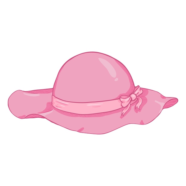 Vector Cartoon roze elegantie vrouwen hoed op witte achtergrond