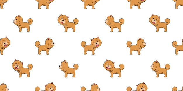 Vector cartoon schattige chow chow hond naadloos patroon achtergrond