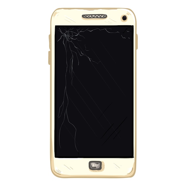 Vector vector cartoon scratched smartphone with broken display