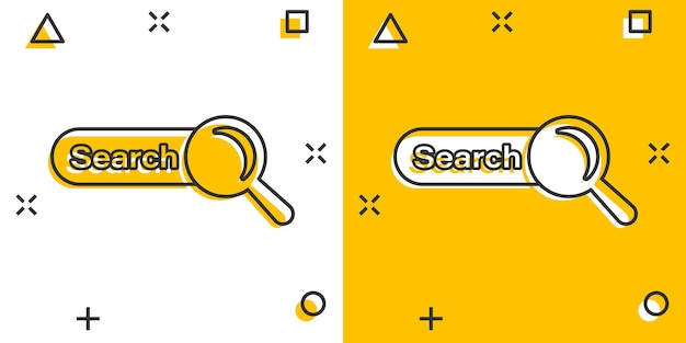 コミック スタイルのベクトル漫画検索バー ui アイコン検索ウェブサイト フォーム イラスト ピクトグラム検索検索ビジネス スプラッシュ効果概念