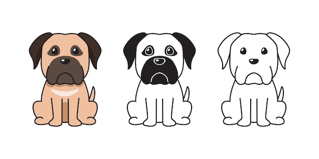 Vector cartoon set of big dog for design.