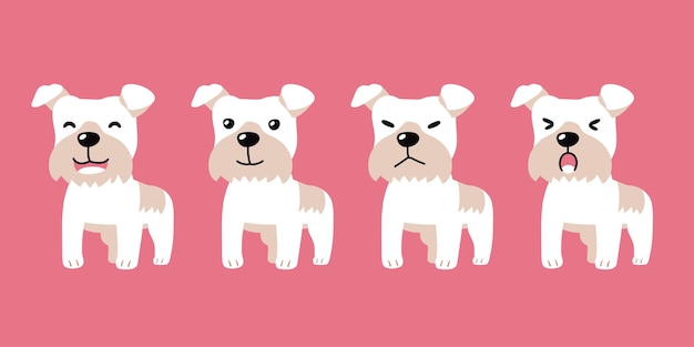 Vector cartoon set of character wire fox terrier dog