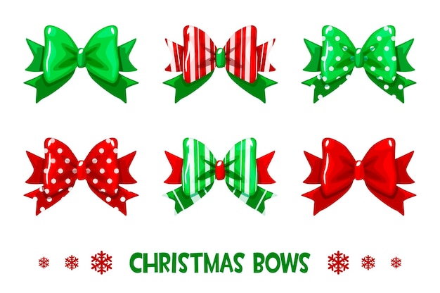 Vector vector cartoon set christmas green-red gift bows