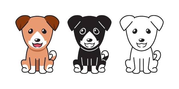 Vector cartoon set of dog for design.