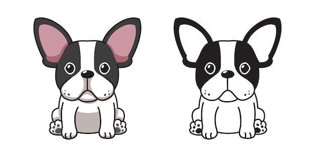 Vector vector cartoon set of french bulldog for design.