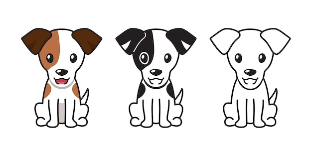 Vector cartoon set jack russell terrier hond voor ontwerp.