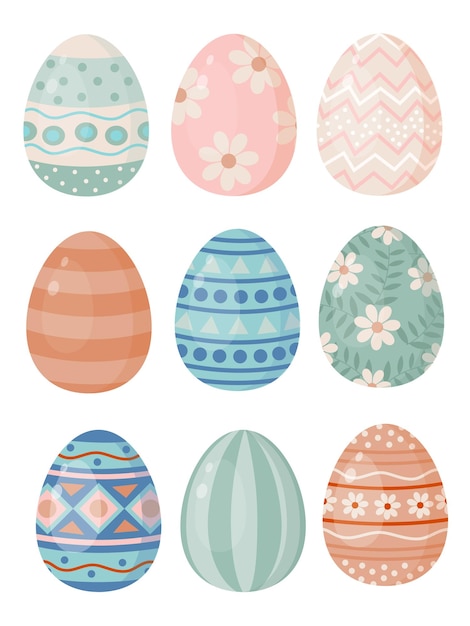Vector cartoon set met paaseieren