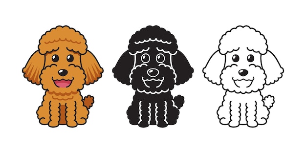 Vector vector cartoon set of poodle dog for design.