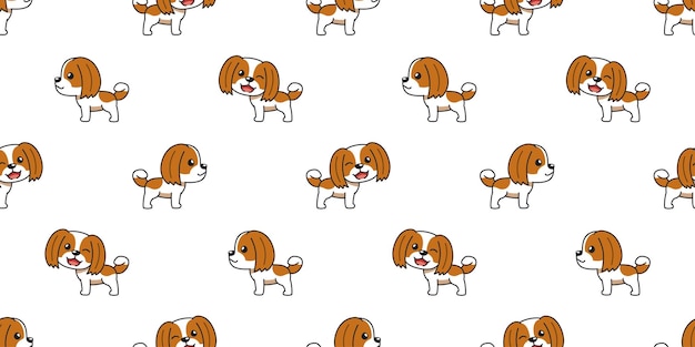 Vector cartoon shih tzu hond naadloze patroon achtergrond