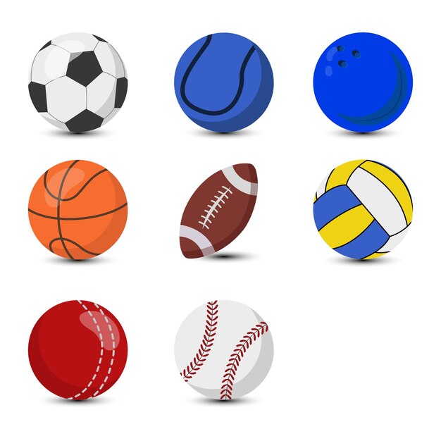 Vector vector cartoon sport bal sport speluitrusting voetbal volleybal golf voetbal honkbal cricket vector set