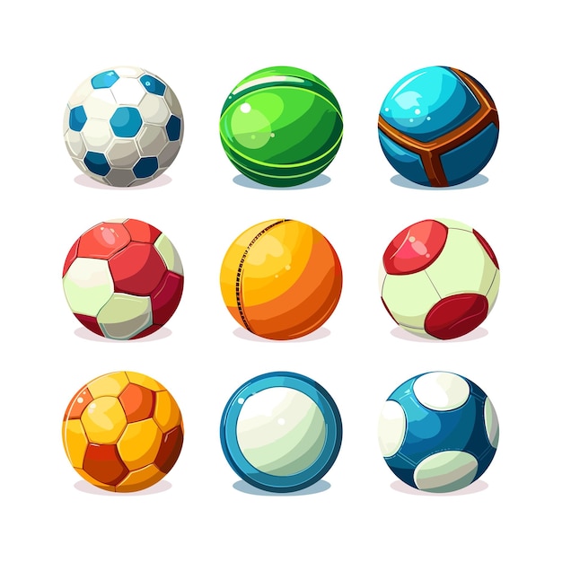 Vector vector cartoon sport ball set of different colorful