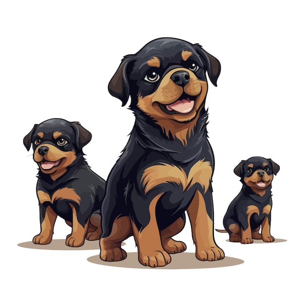 Vector vector cartoon sticker of cute puppies