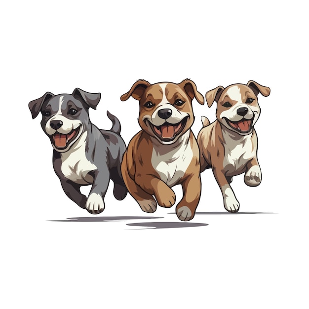 vector cartoon sticker of cute puppies