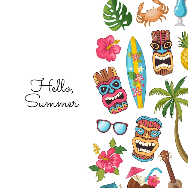 Vector vector cartoon summer travel elements illustration