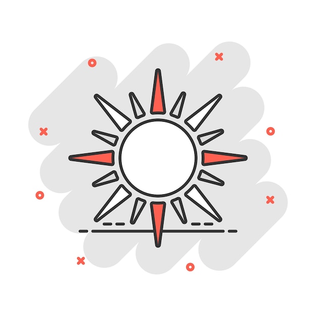 Vector cartoon sun icon in comic style Summer sunshine concept illustration pictogram Sun business splash effect concept