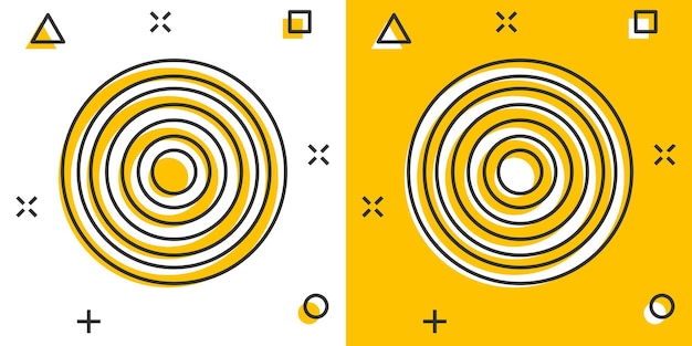 Icona dell'obiettivo del cartone animato vettoriale in stile fumetto pittogramma dell'illustrazione del segno del gioco delle freccette concetto di effetto splash aziendale di successo