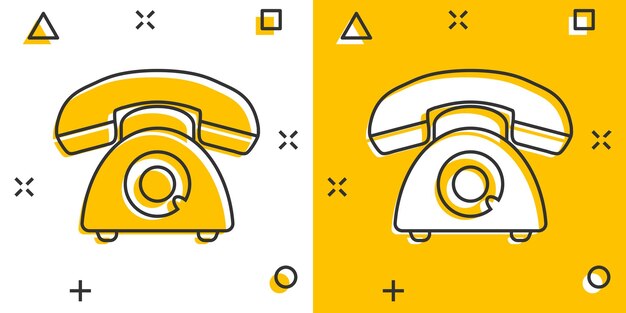 Vector cartoon telefoonpictogram in komische stijl telefoon teken illustratie pictogram telefoon bedrijfsconcept splash effect