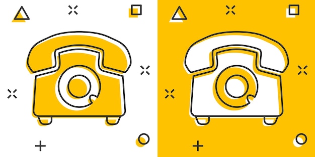 Vector cartoon telefoonpictogram in komische stijl Telefoon teken illustratie pictogram Telefoon bedrijfsconcept splash effect