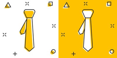 Vector cartoon tie icon in comic style necktie sign illustration pictogram tie business splash effect concept