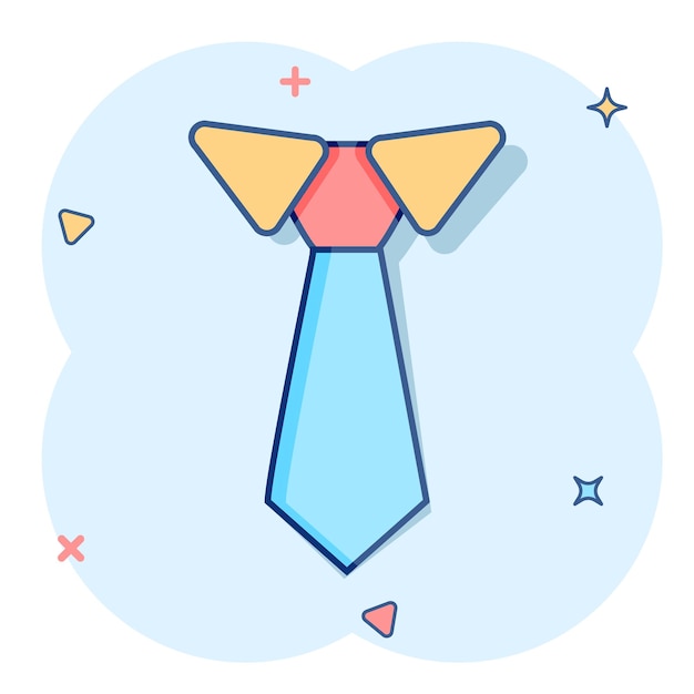 Вектор Иконка векторного мультяшного галстука в комическом стиле пиктограмма иллюстрации знака галстука концепция эффекта всплеска галстука