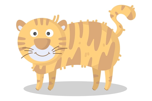 Vector cartoon tijger afrikaanse dieren grappige soort tijger grappige schattige tijger schattig klein afrikaans dier voor mode print kinderen dragen kwekerij poster uitnodiging wenskaart ontwerp