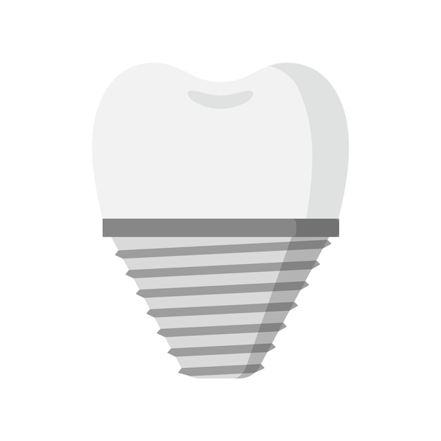 Vector cartoon tooth metal implant. dental concept.