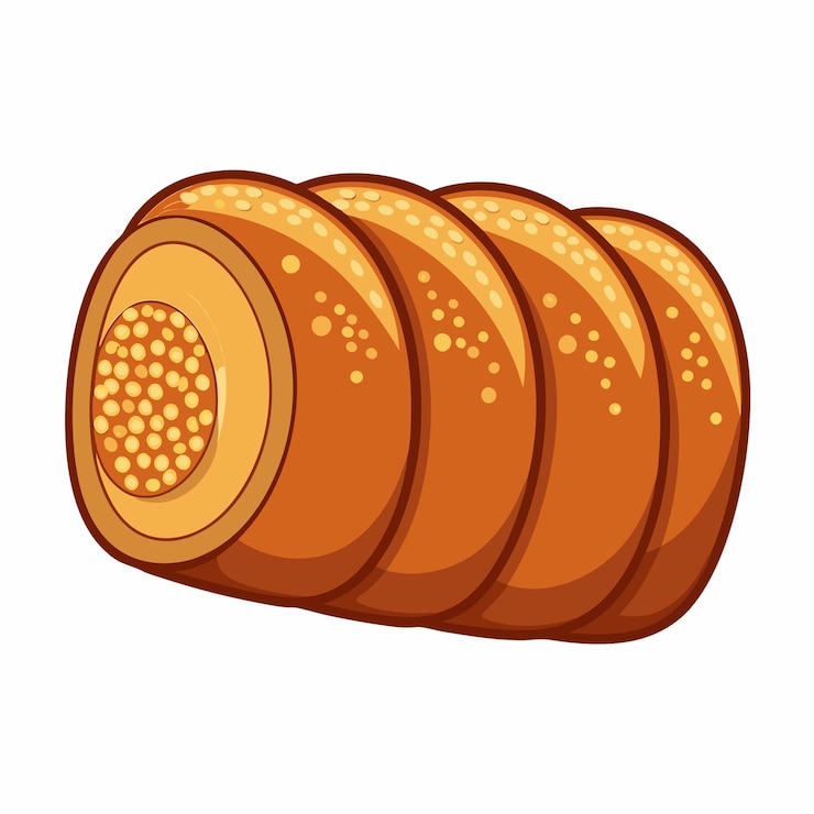Vector vector cartoon traditional czech snack trdelnik with sugar crumb 18