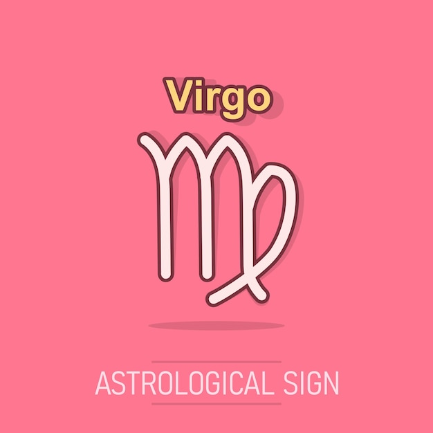 Vector cartoon virgo zodiac icon in comic style Astrology sign illustration pictogram Virgo horoscope business splash effect concept