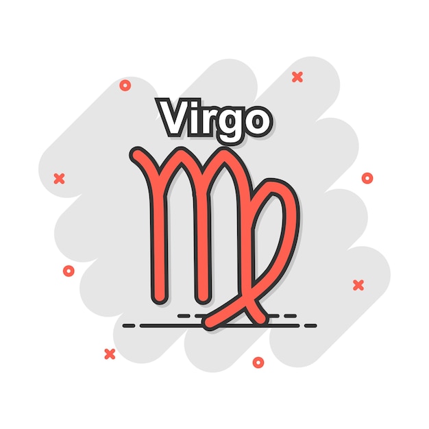 Vector cartoon virgo zodiac icon in comic style Astrology sign illustration pictogram Virgo horoscope business splash effect concept