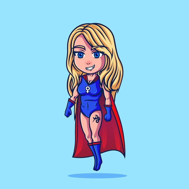 Vector vector cartoon women super hero cute vector cartoon girls power flat character vector