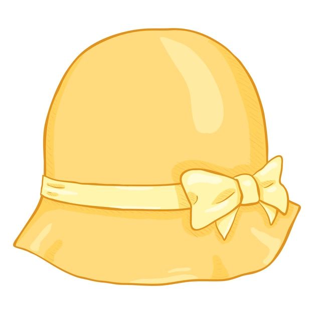 白い背景の上のベクトル漫画黄色の優雅な女性の帽子